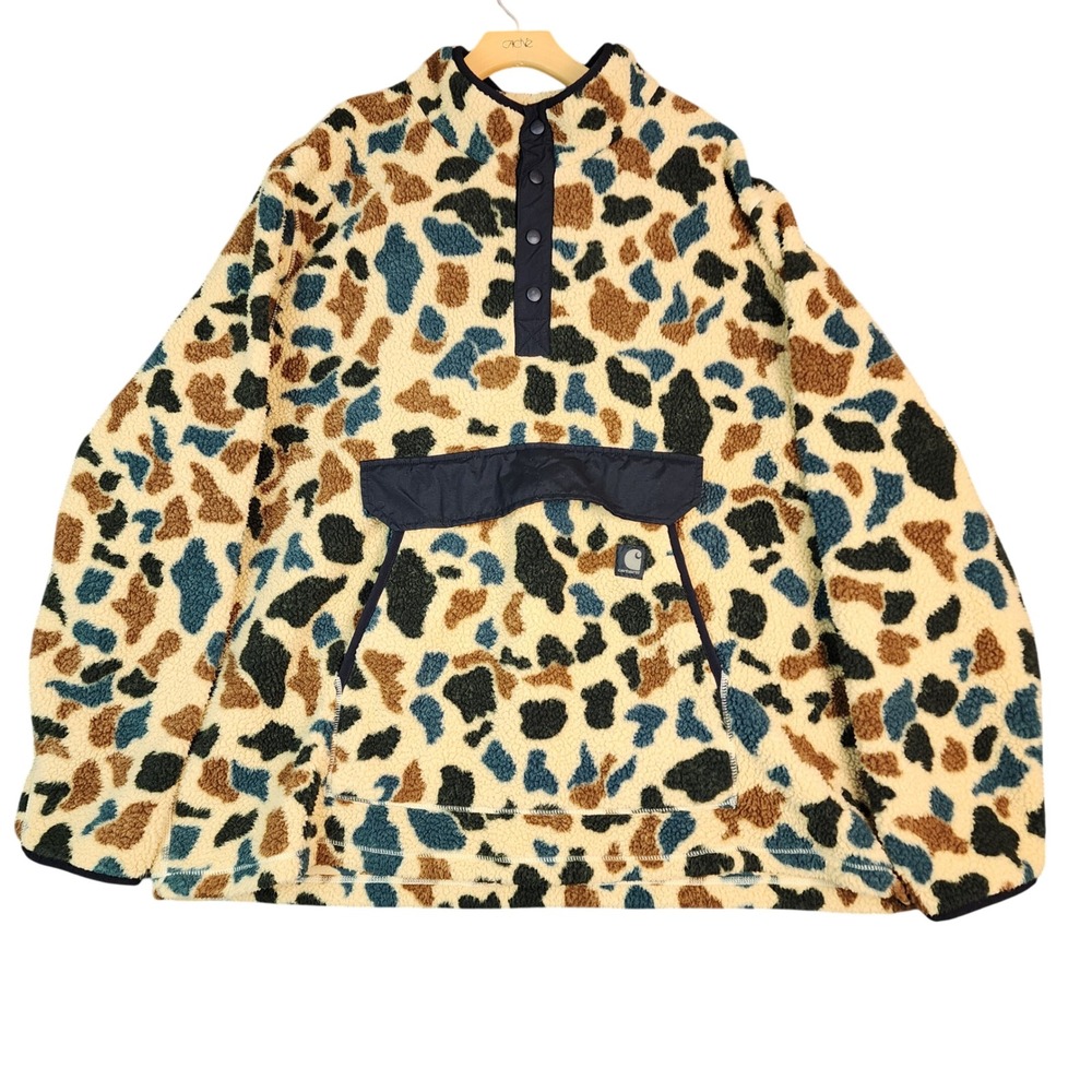 Carhartt Mens 3XL Tall‎ Relaxed Fit Camo Fleece Pullover OJ4991-M Multi Color